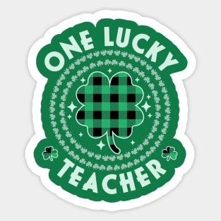 One Lucky Teacher Green Plaid Shamrock St Patrick's Day Sticker